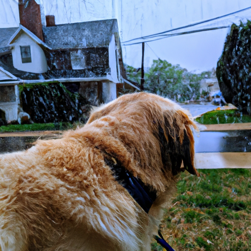 Chien sous la pluie